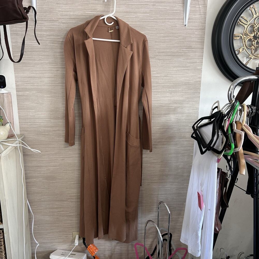 Tahari Long trench style knit Jacket women's size small